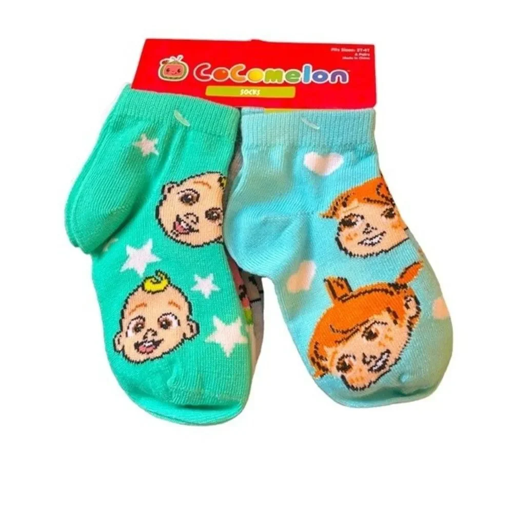 Cocomelon 6 pk socks kids size 2T-4T new